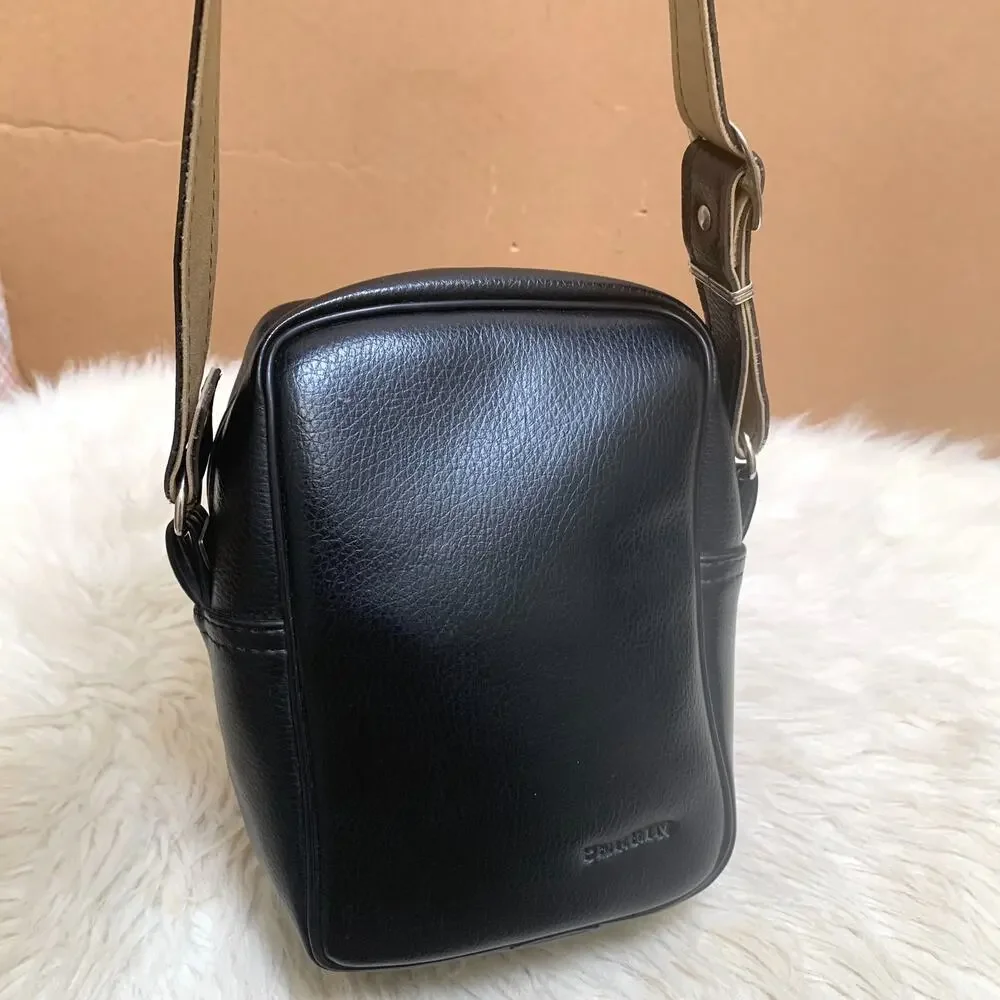 PERRIN Black Faux Leather Vintage NS Convertible Men's Xbody - Made in USA